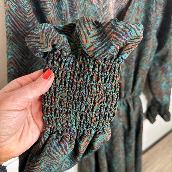 Wrangler Retro Antique Button Fit and Flare Women's Green Patterned Dress - S - Picture 5 of 10